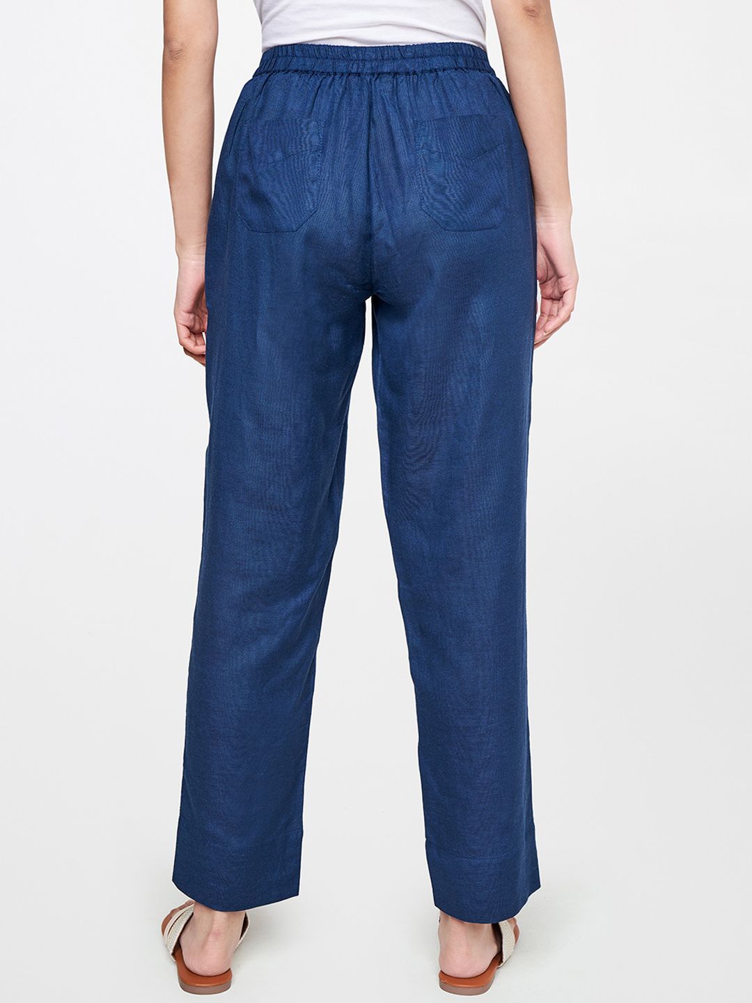 Global Desi Women Blue Straight Fit Trousers