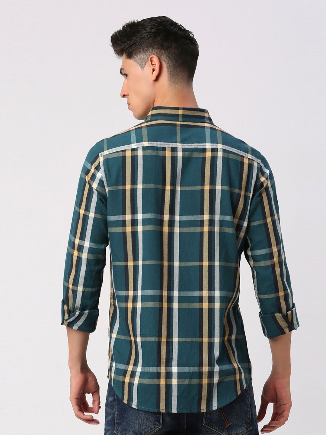 Being Human Tartan Checked Cotton Slim Fit Casual Shirt
