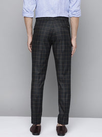 DENNISON Men Black Checked Smart Tapered Fit Trousers