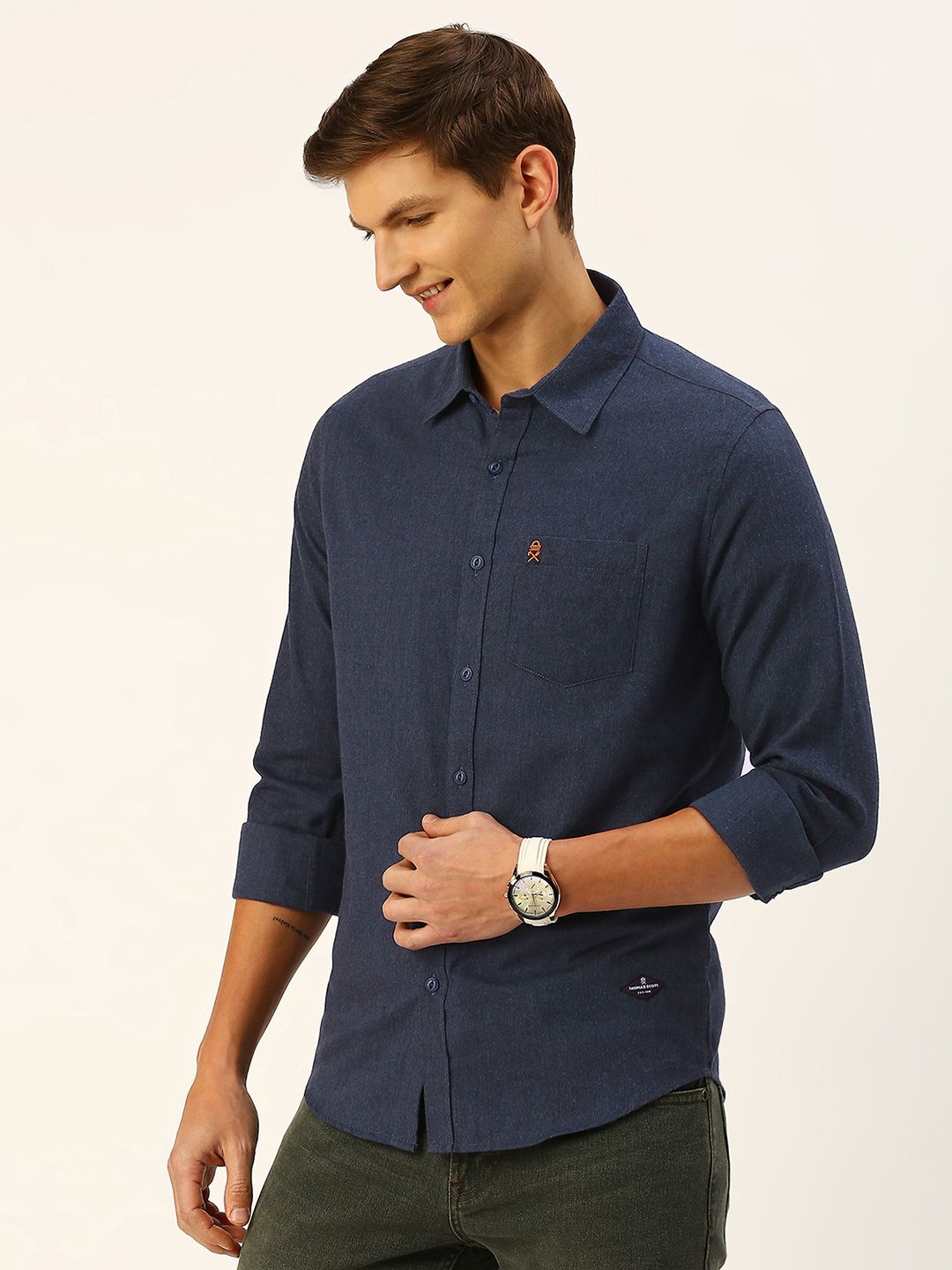 Thomas Scott Men Classic Slim Fit Flannel Casual Shirt