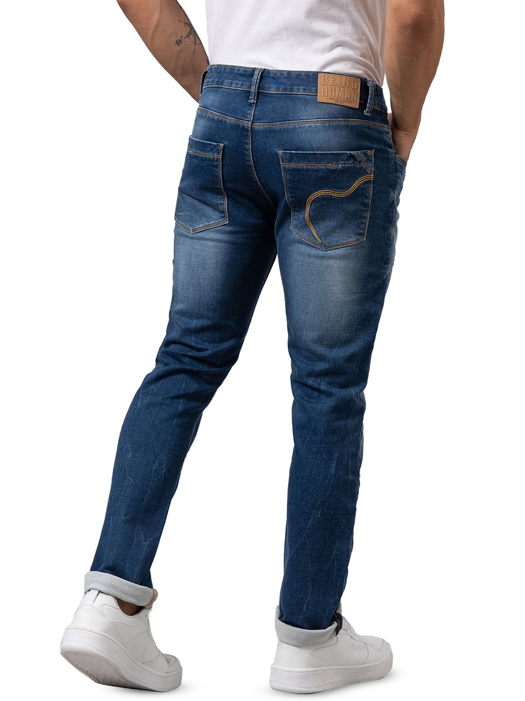 Being Human Men Slim Fit Mildly Distressed Heavy Fade Cotton Jeans