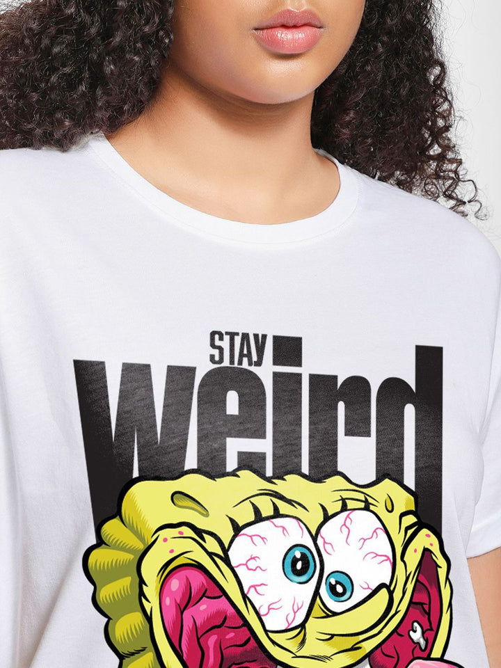 Bewakoof Women Graphic Printed Round Neck Cotton Relaxed Fit Spongebob T-shirt
