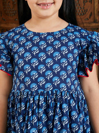 VASTRAMAY Girls Floral Printed Anarkali Pure Cotton Kurta