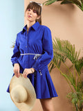 Sassafras Puff Lengan Pakaian Kapas Belted