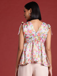 all about you Tie-Up Straps Floral Print Top