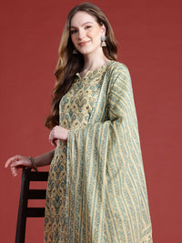 Anouk Ethnic Motifs Printed Cotton Kurta Set With Embellished Detail Dupatta