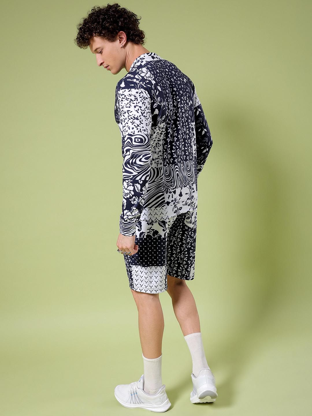 The Indian Garage Co Printed Hooded Sweatshirt With Shorts Co-Ords