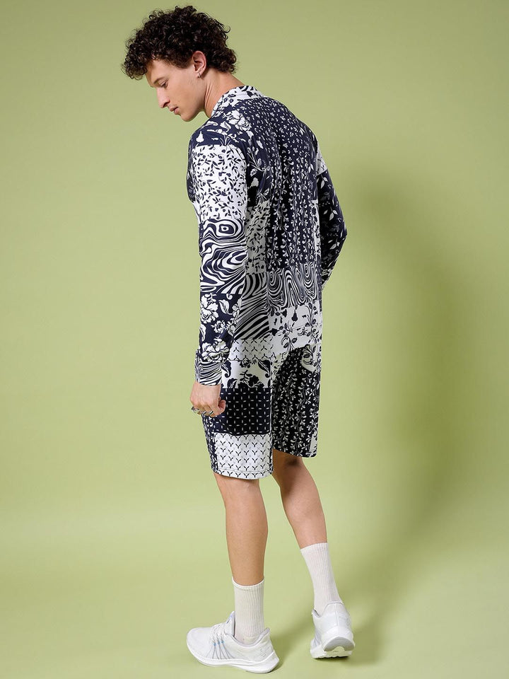 The Indian Garage Co Printed Hooded Sweatshirt With Shorts Co-Ords