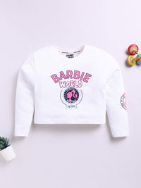 Happy Faces Girls Barbie Print Pure Cotton T-shirt