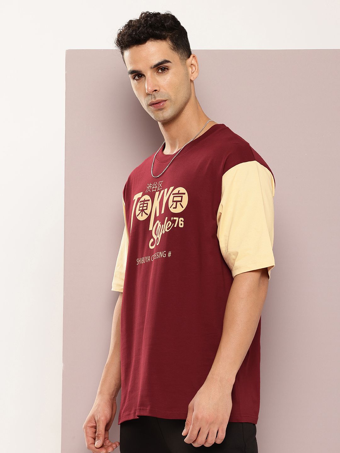 DILLINGER Men Typography Printed Oversized Cotton T-shirt