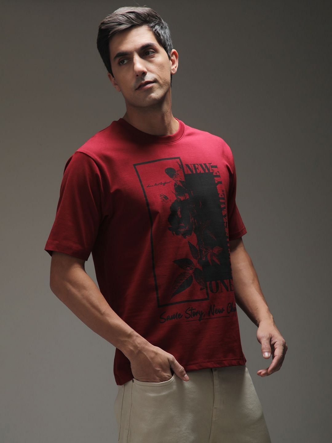 Difference of Opinion Men Graphic Printed Round Neck Cotton T-shirt