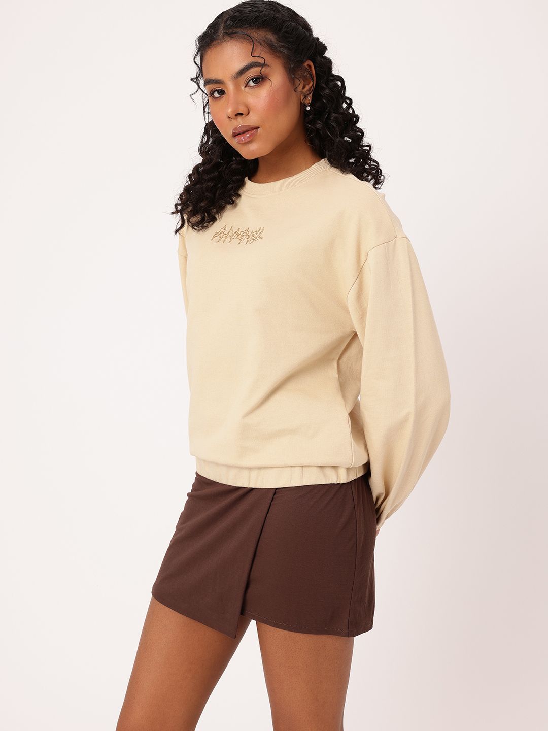 DressBerry Embroidered Cotton Terry Relaxed Fit Sweatshirt