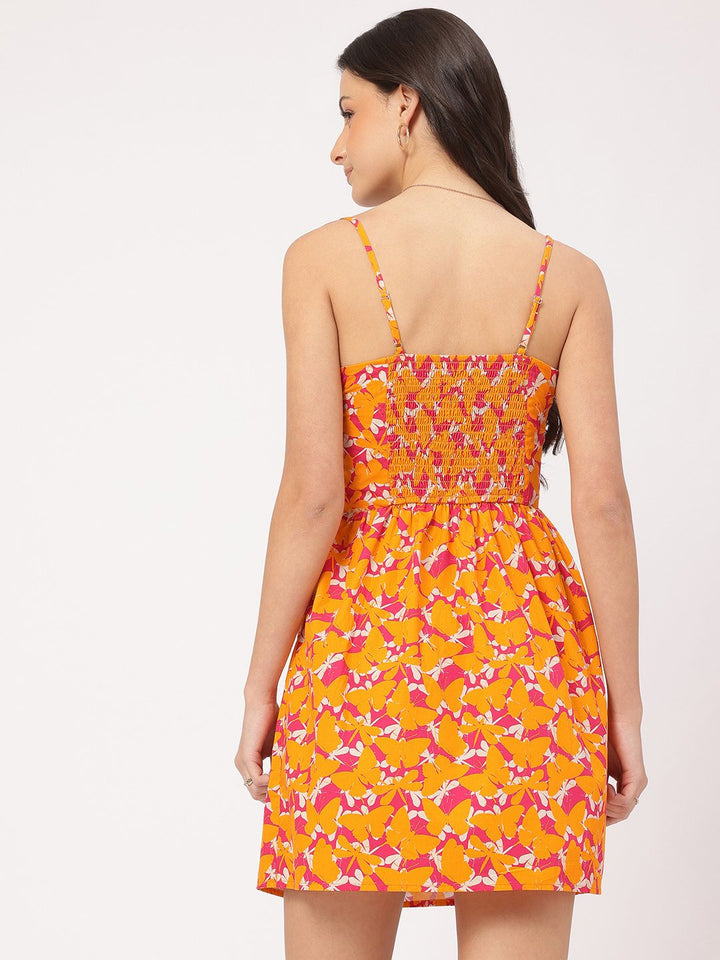DressBerry Dynamic Feminine Floral Print Strappy Mini A-line Dress