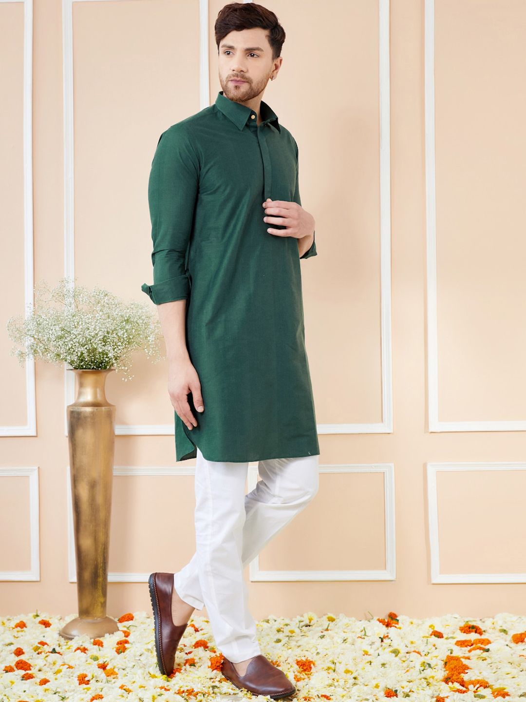See Designs Shirt Collar Cotton Pathani Kurta