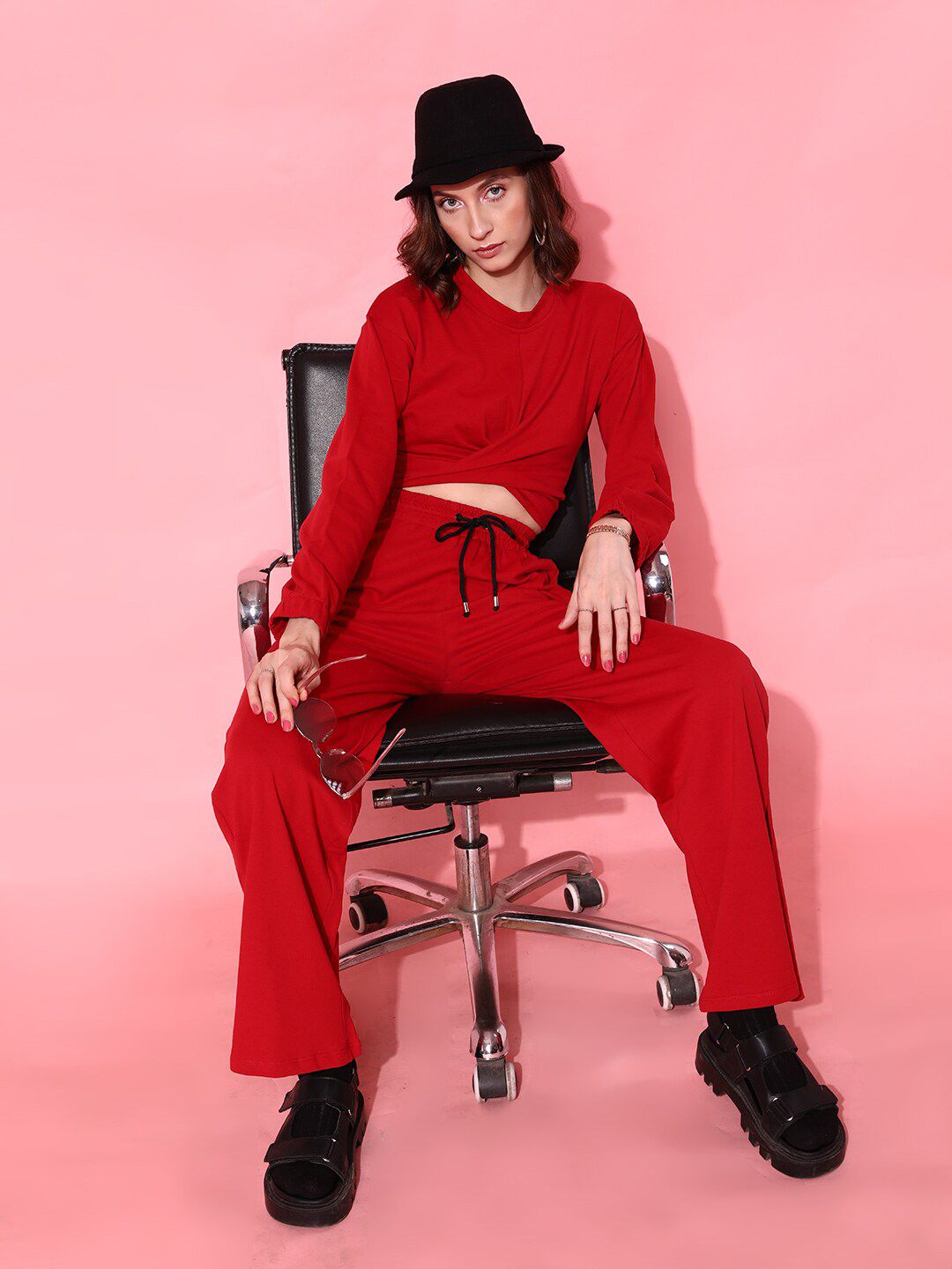 STREET 9 Women Charming Red Solid Sweatshirt