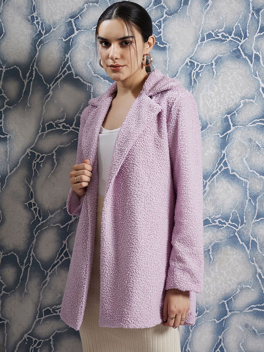 Athena Textured Single-Breasted Overcoat