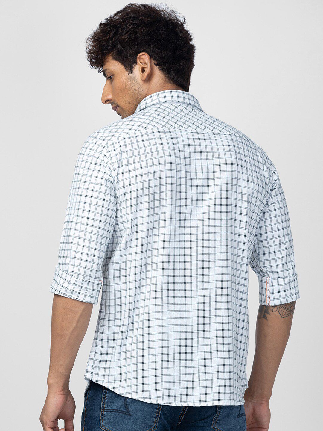 SPYKAR Men Slim Fit Grid Tattersall Checks Checked Casual Shirt