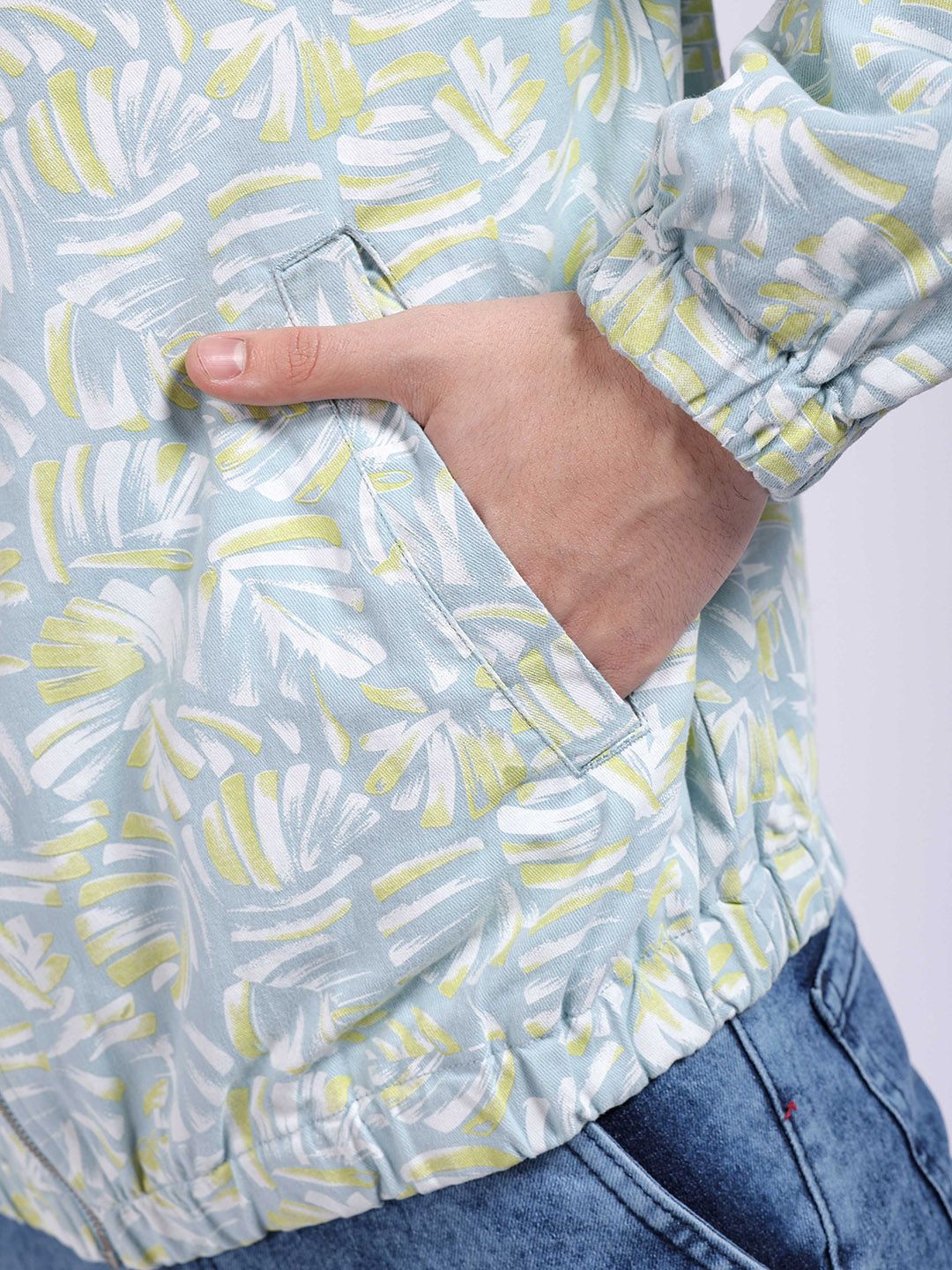 The Indian Garage Co Floral Printed Lightweight Cotton Bomber Jacket