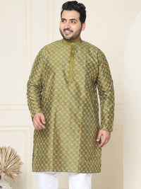 SOJANYA PLUS Lelaki Plus Saiz Kurta Sulam Geometrik