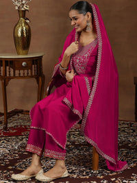 Libas Floral Embroidered Kurta With Trousers & Dupatta