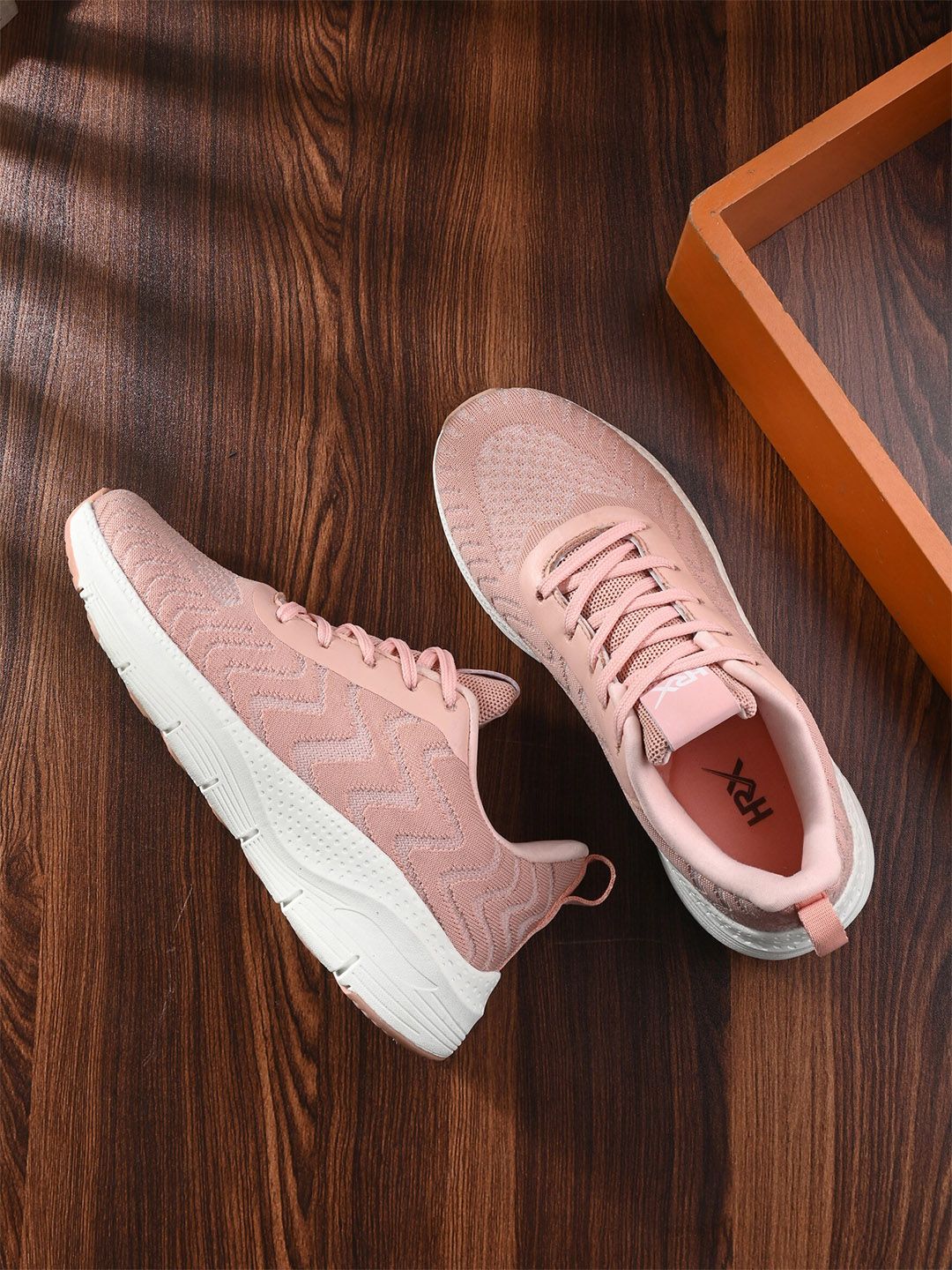 HRX by Hrithik Roshan Women Peach-Coloured & White Mesh Running Shoes