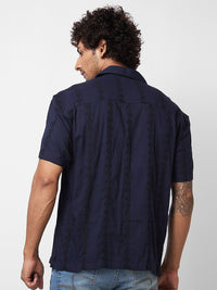 SPYKAR Floral Embroidered Cuban Collar Cotton Casual Shirt
