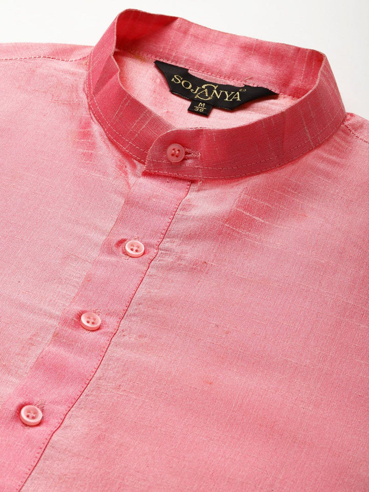 SOJANYA Men Pink Kurta with Churidar