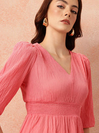 all about you Crinkled Smocked A-Line Dress