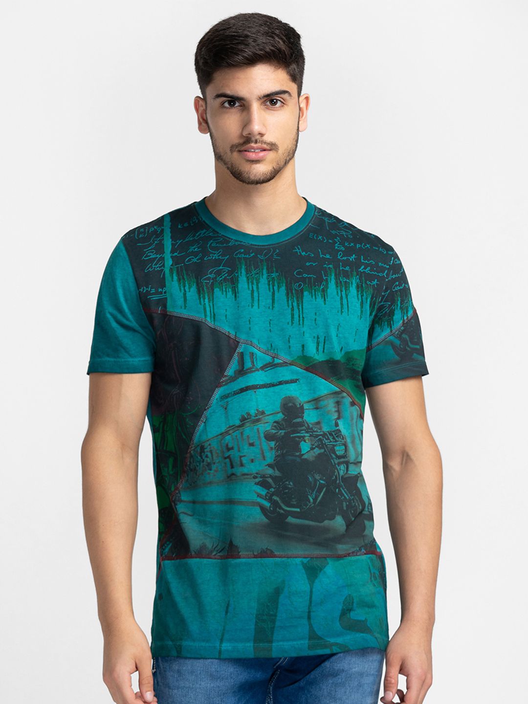 Being Human Men Green Printed Pockets T-shirt