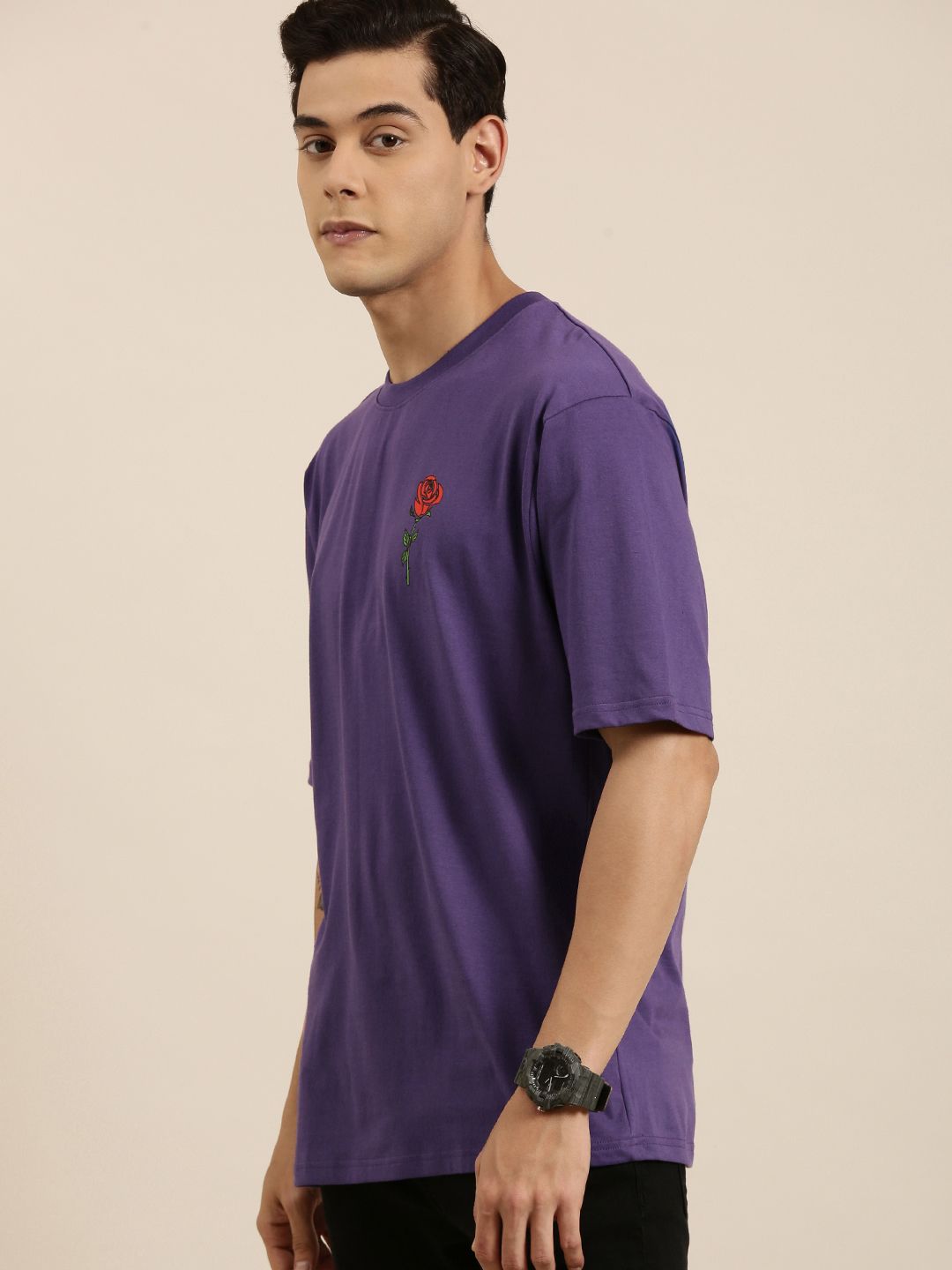 DILLINGER Men Navy Blue Printed Pure Cotton Oversized  T-shirt
