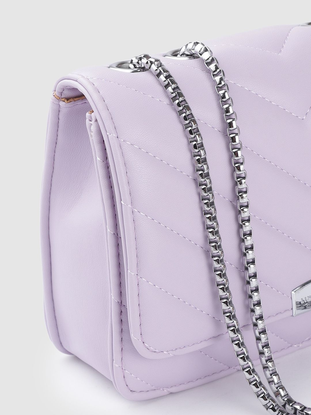 Lino Perros Women Lavender Solid Quilted Structured Shoulder Bag