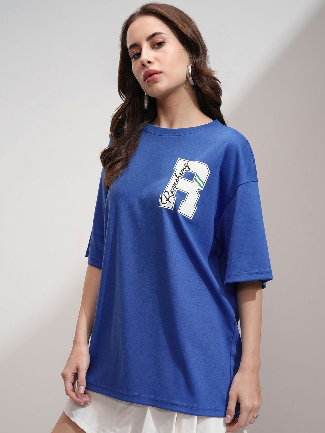 Tokyo Talkies Women Printed Drop-Shoulder Oversized Tshirt