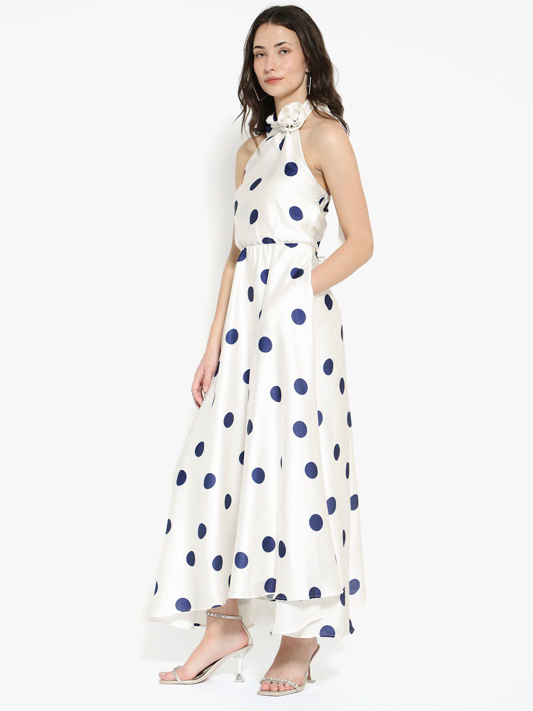 RAREISM Polka Dot Printed Halter Neck Maxi Dress