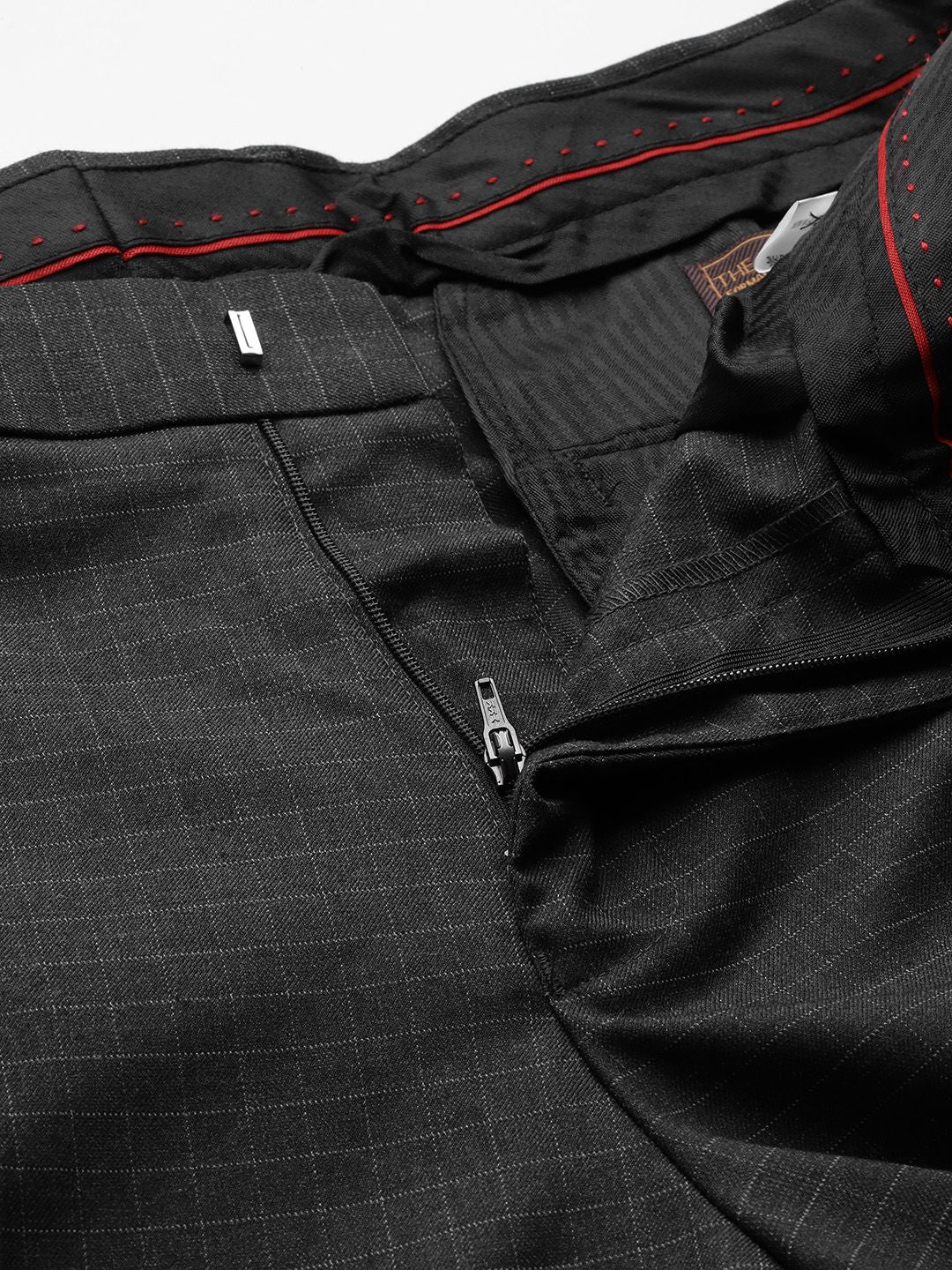 The Indian Garage Co. X Luxe Men Checked Slim Fit Formal Trousers