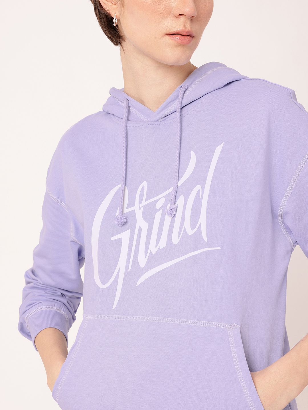 DressBerry Printed Hooded Cotton Terry Relaxed Fit Sweatshirt