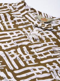 Anouk Women Brown And White Printed Keyhole-Neckline Pure Cotton Kurta with Palazzo