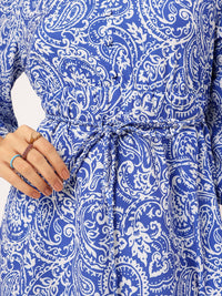 DressBerry Vintage Vibes Paisley Print Fit & Flare Dress