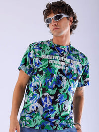 The Indian Garage Co Men All Over Printed Slim Fit Round Neck T-shirt