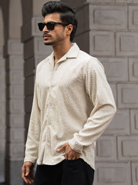 Powerlook Men Cuban Collar Textured Regular Fit Casual Shirt