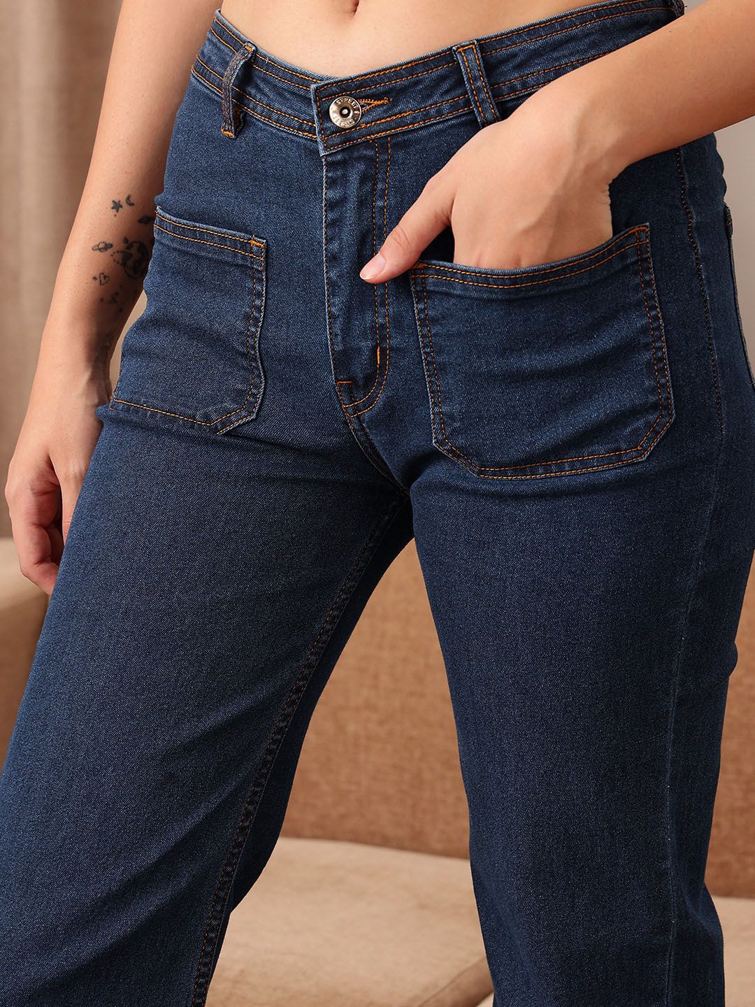 STREET 9 Women Blue Comfort Bootcut High-Rise Stretchable Jeans