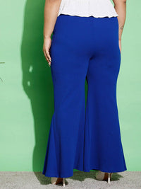 SASSAFRAS Curve Plus Size Women High-Rise Blue Flared Trousers