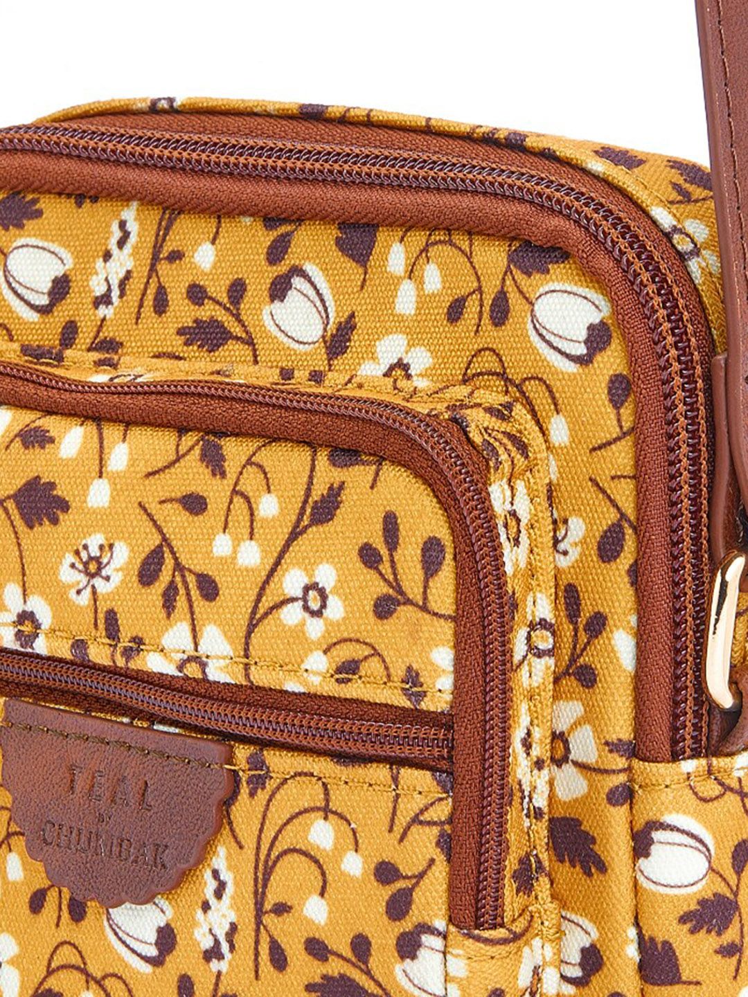 TEAL BY CHUMBAK Floral Printed Structured Sling Bag