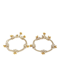 KARATCART Gold-Plated White Kundan Studded Anklet