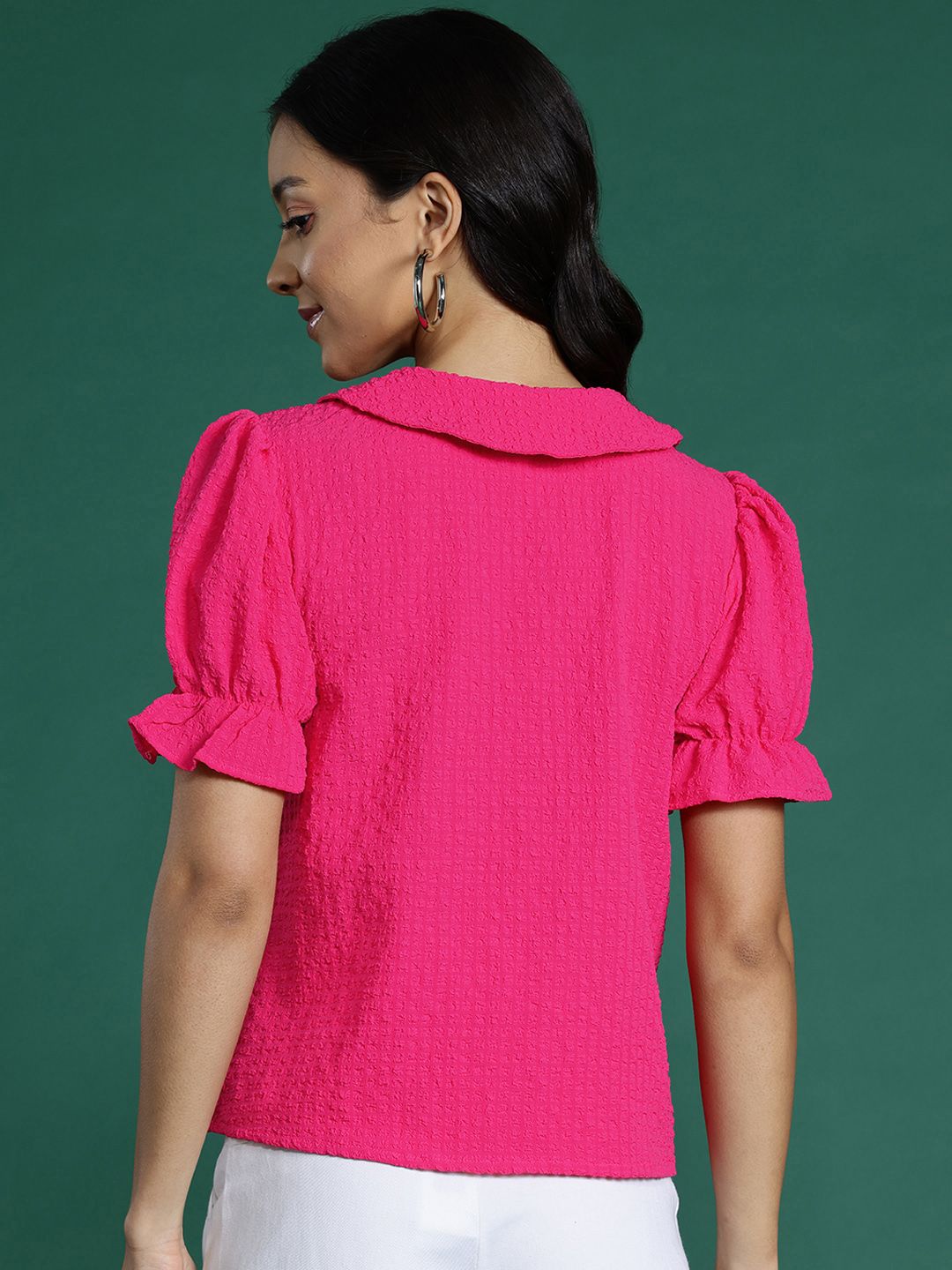 DressBerry Peter Pan Collar Seersucker Top