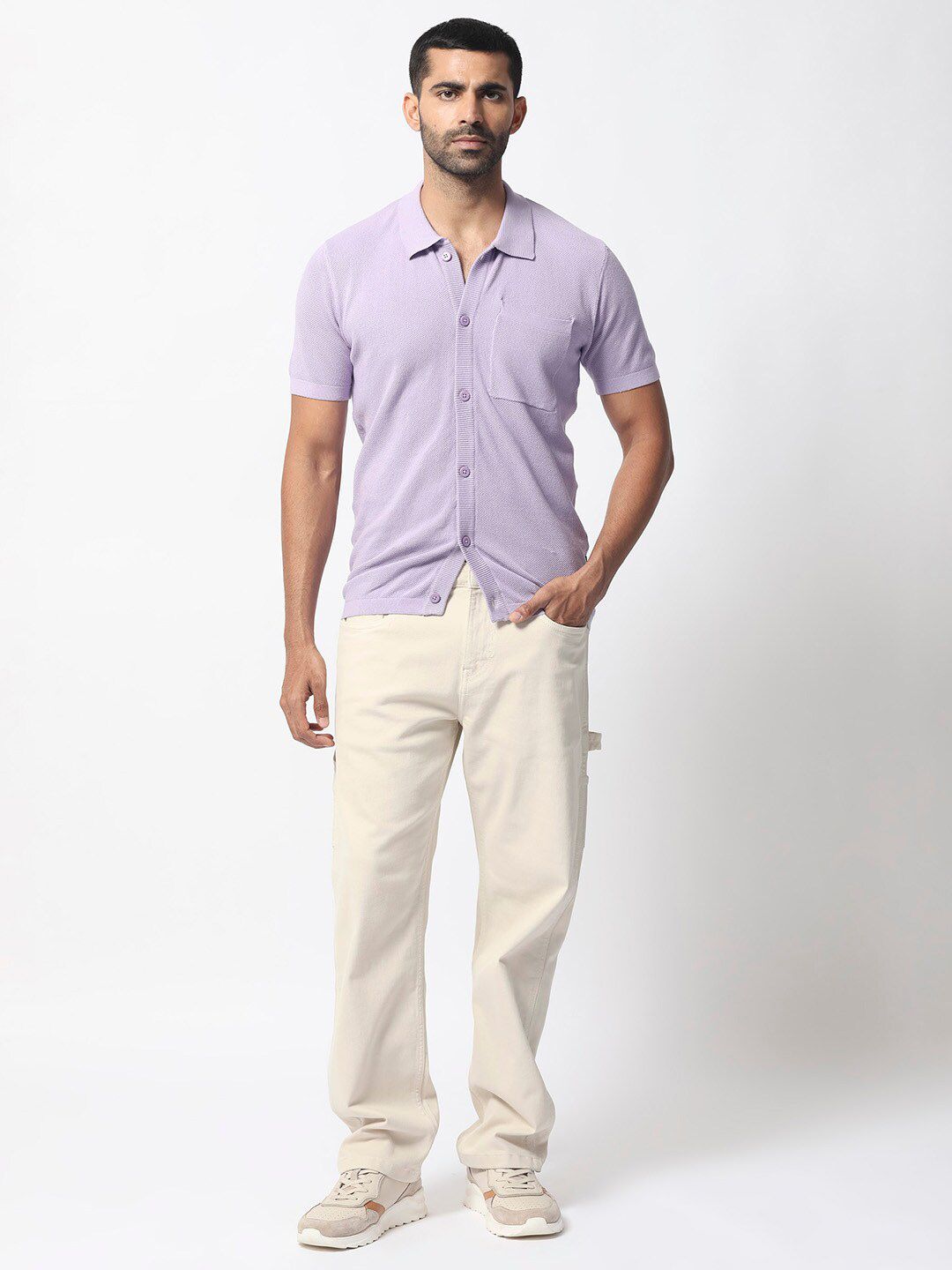 RARE RABBIT Men Boise Spread Collar Slim Fit Cotton Shirt