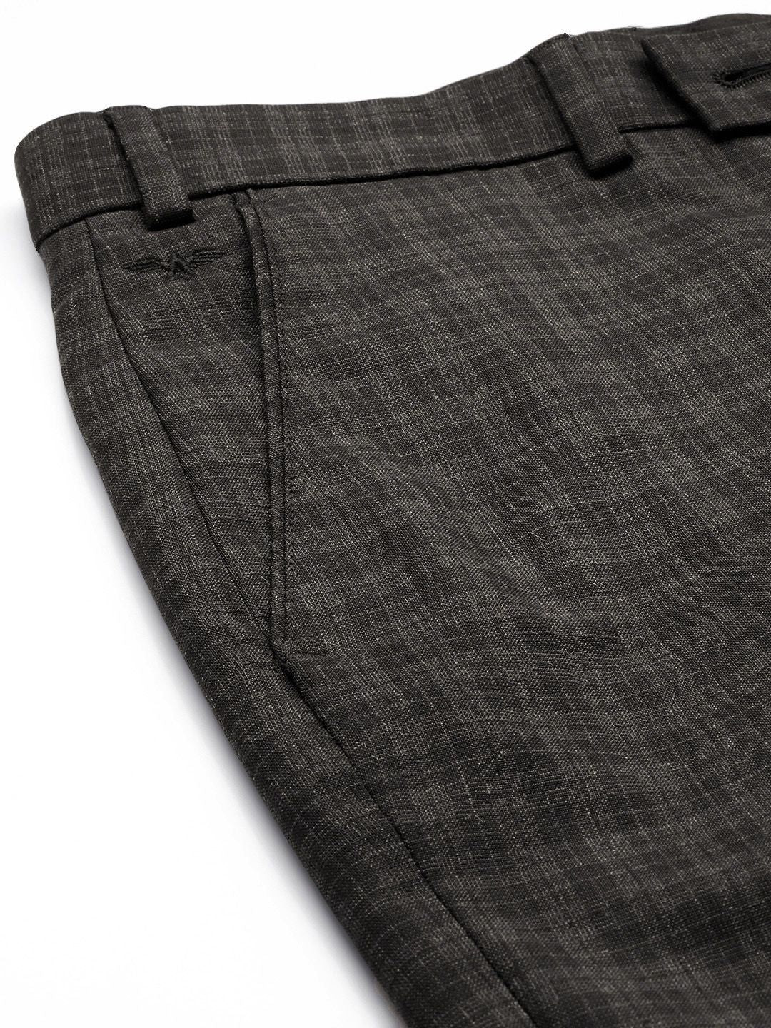 Park Avenue Men Mid-Rise Checked Smart Trousers