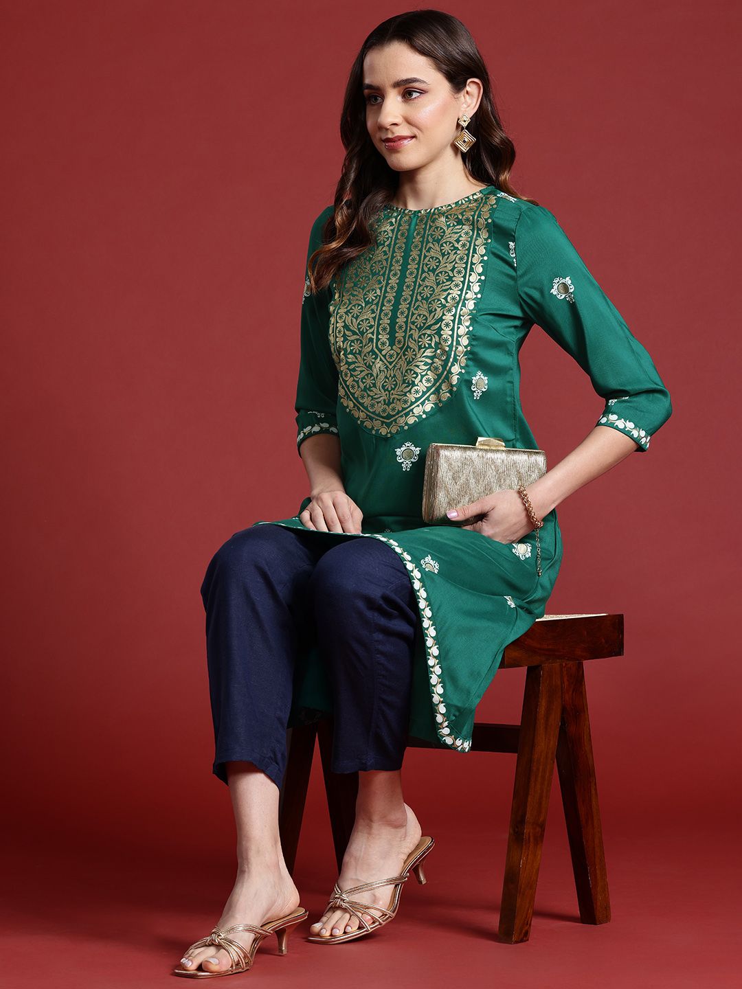 Anouk Ethnic Motifs Printed Straight Kurta