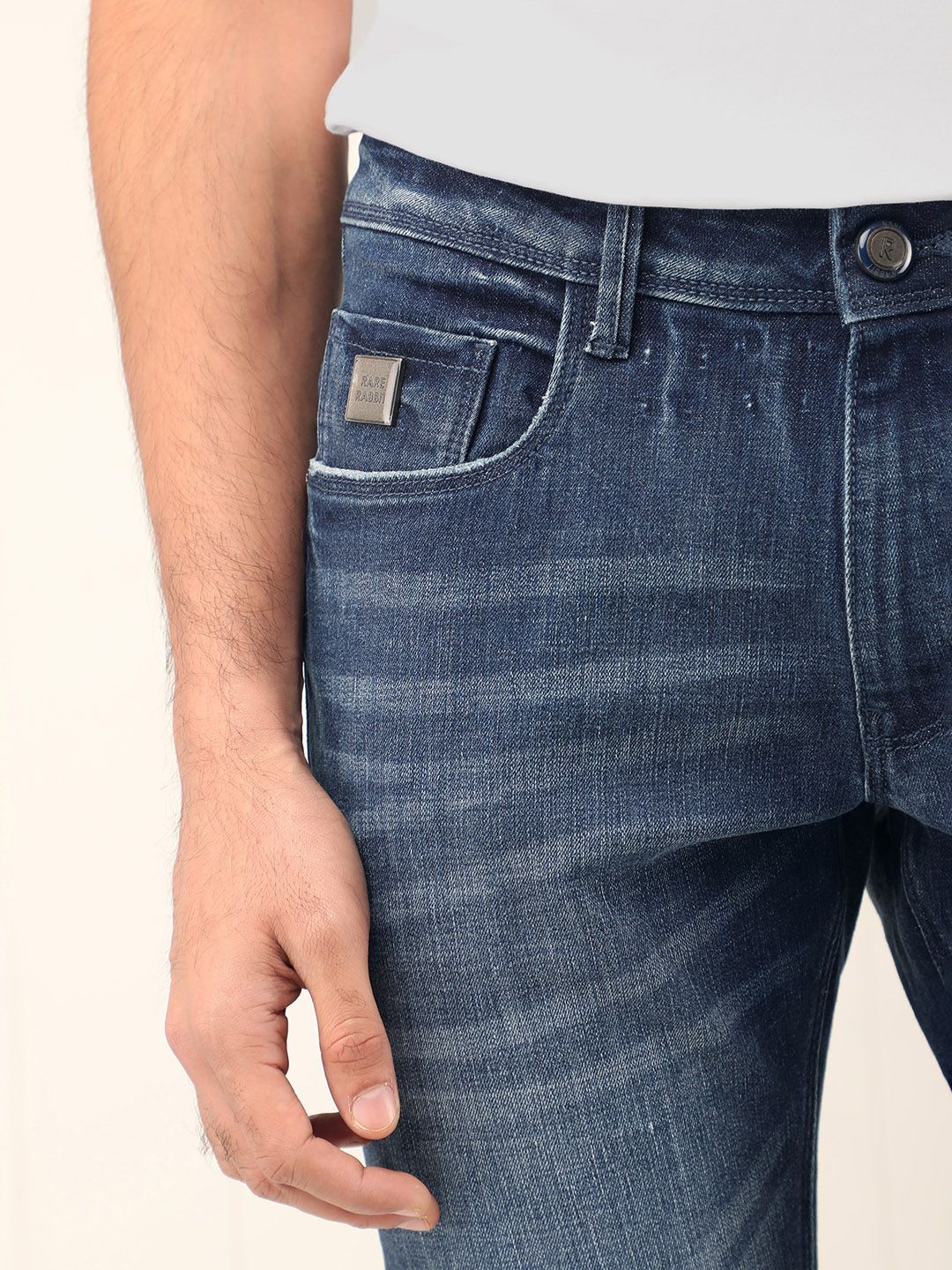RARE RABBIT Men Grimm Slim Fit Ed Cotton Jeans