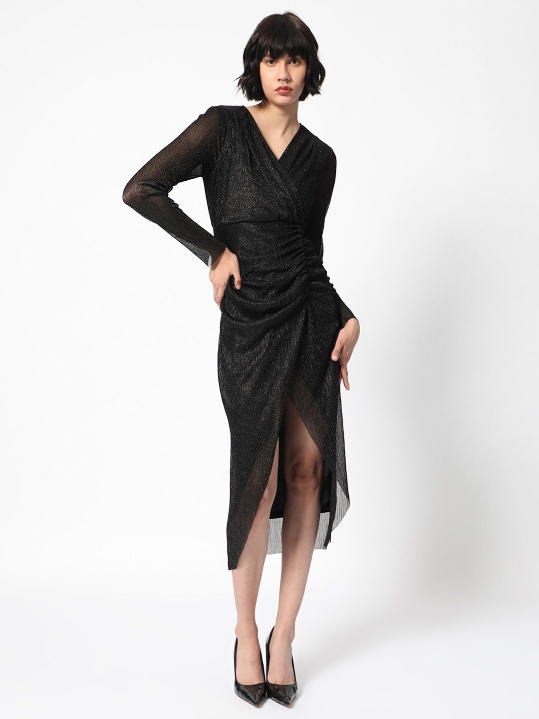 RAREISM Self Design Wrap Midi Dress