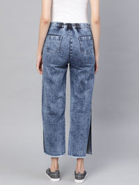 SASSAFRAS Women Blue Straight Fit Mid-Rise Clean Look Cropped Acid wash Jeans